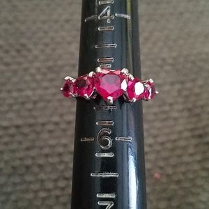Heart silver and ruby ring